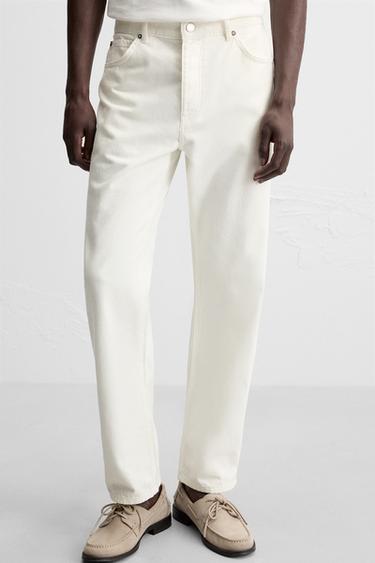 REGULAR STRAIGHT-LEG JEANS - Oyster-white by Zara - Image 4