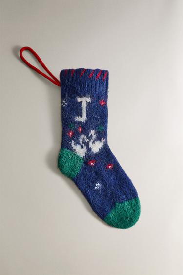 LETTER ‘J’ CHRISTMAS STOCKING DECORATION - Electric blue by Zara - Image 0