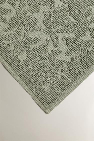 NON-SLIP JACQUARD COTTON BATH MAT - Green / Blue by Zara