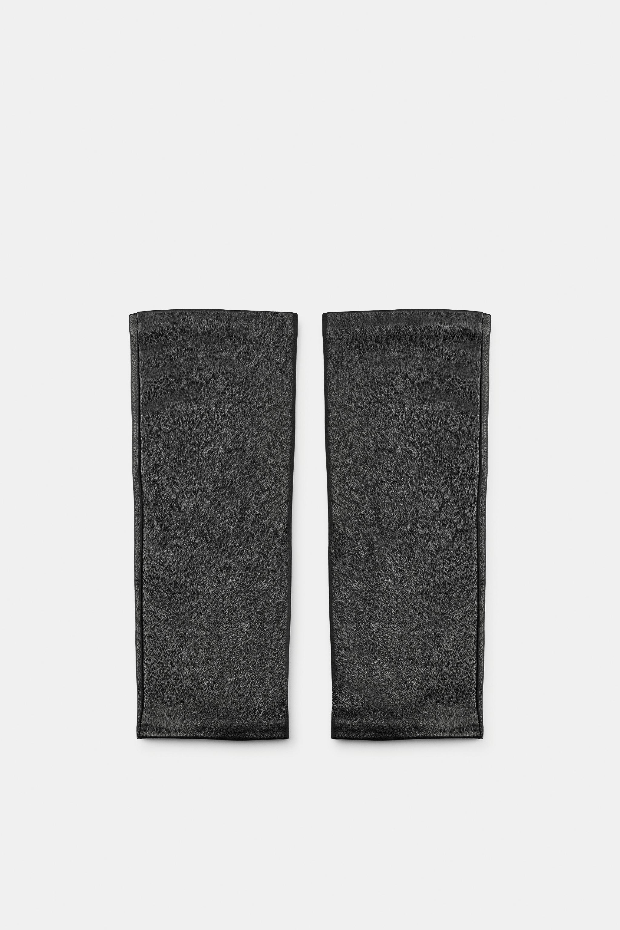 100% LEATHER LONG MITTENS