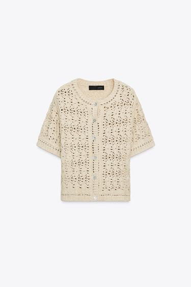 GILET EN MAILLE OUVERTE - Beige de Zara - Image 4