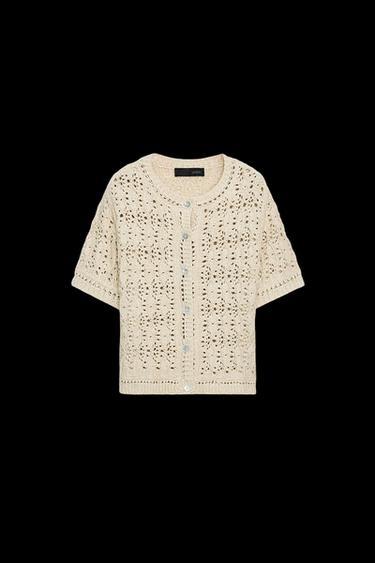 Zara OPEN KNIT CARDIGAN - Beige - Image 0
