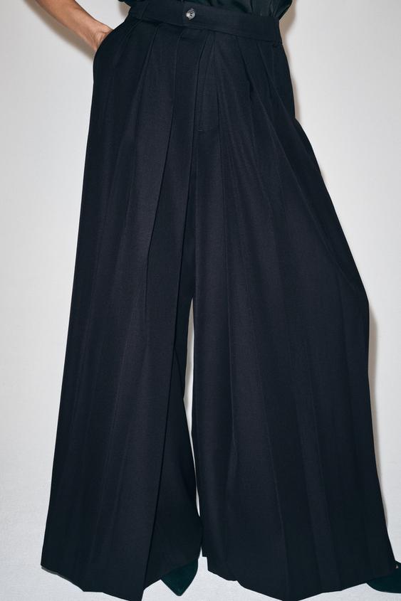 PANTALON VOLUME ZW COLLECTION - Bleu marine de Zara - Image 1