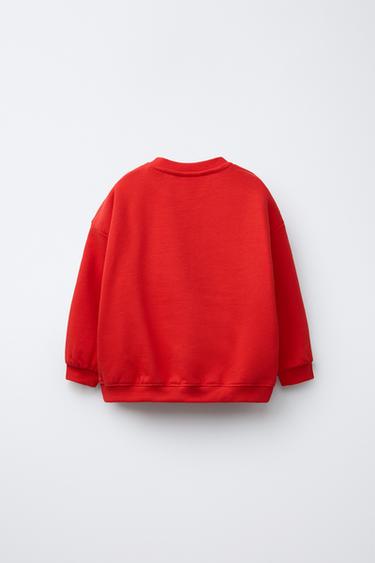 SWEATSHIRT WITH STRIPES AND SLOGAN - Red by Zara - Image 1