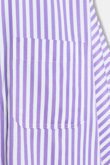 STRIPED POPLIN SHIRT - Lilac / White by Zara - Image 2