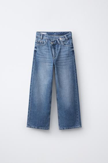 JEANS WIDE LEG CINTURA CRUZADA - Azul da Zara