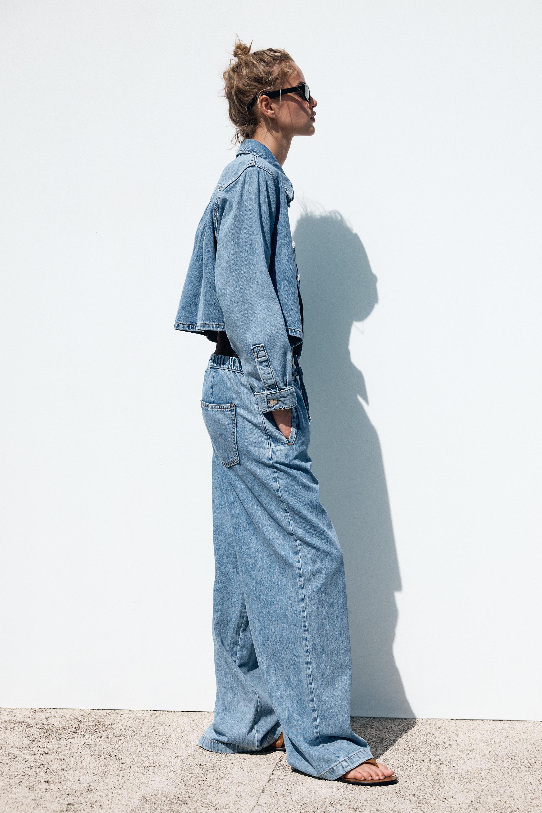 Z1975 MID-RISE WIDE LEG JOGGER JEANS - Blue | ZARA United States