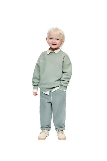 Zara JOGGING SET SWEATSHIRT AND TEXT PANTS - Washed green