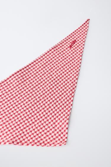 GINGHAM CHECK BANDANA - White / Red by Zara - Image 1