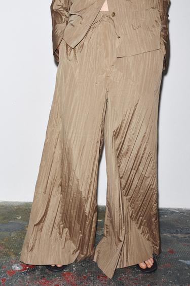 ZW COLLECTION PLEATED PALAZZO TROUSERS - Beige by Zara - Image 2