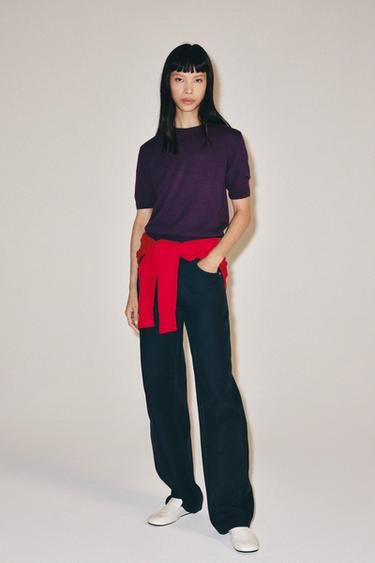 100% WOOL SHORT SLEEVE JUMPER - Purple by Zara