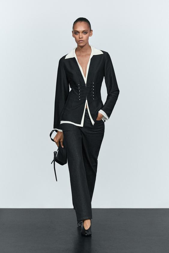 Camisa doble detalle botones - Negro de Zara - Imagen 0