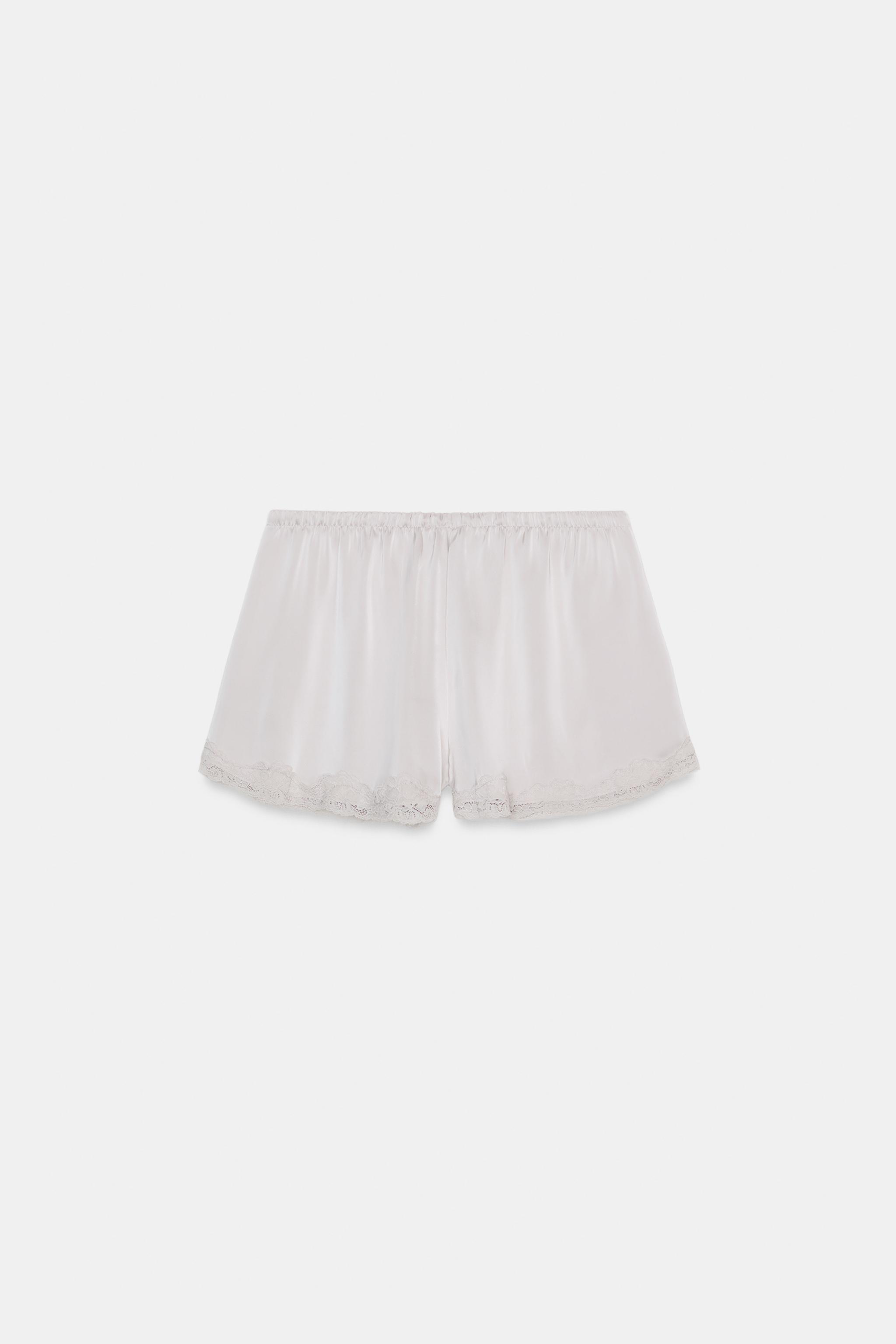 SHORT MINI SATINÉ DENTELLE