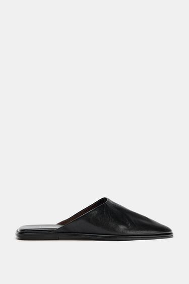 Zara LEATHER MULES - Black