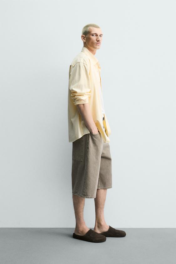 BERMUDA DENIM BALLOON FIT STRUCTURÉ - Kaki de Zara - Image 3
