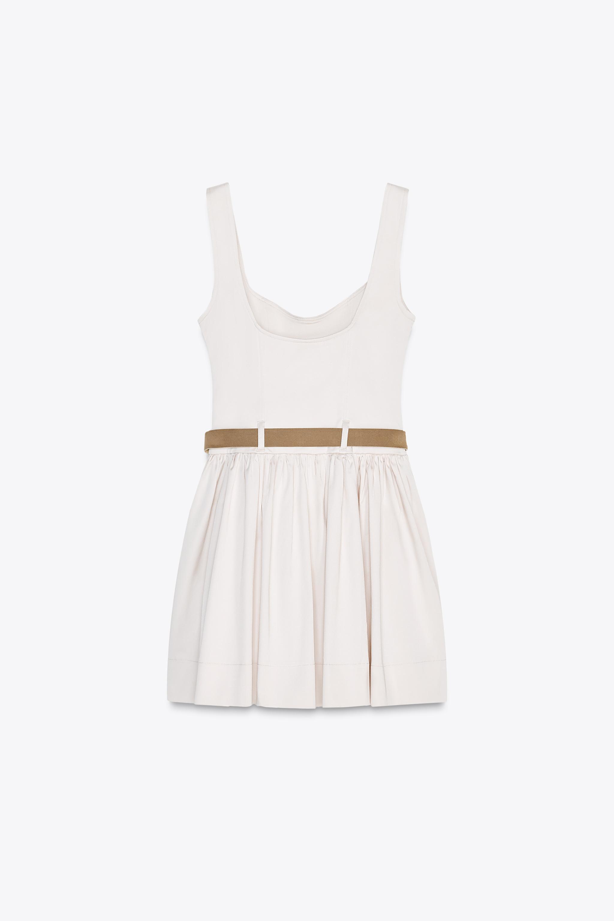 FITTED BELTED SHORT DRESS - Stone | ZARA United States