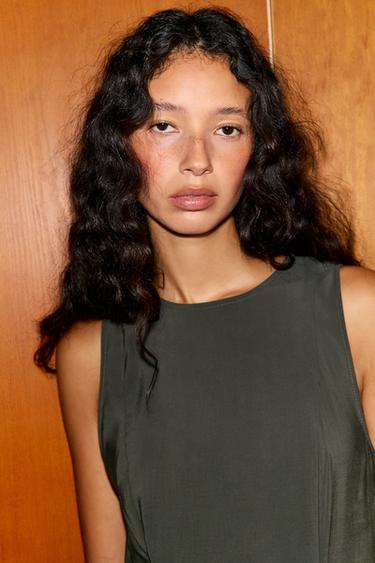 FLOWING MIDI DRESS - Petrol blue by Zara - Image 4