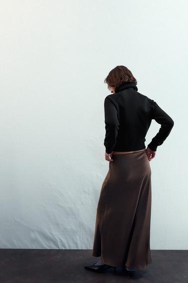 SATIN MIDI SKIRT - Chocolate by Zara - Image 4