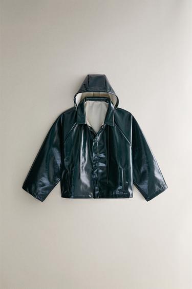 IMPERMÉABLE COURT EFFET VERNI HYDROFUGE - Vert de Zara - Image 0