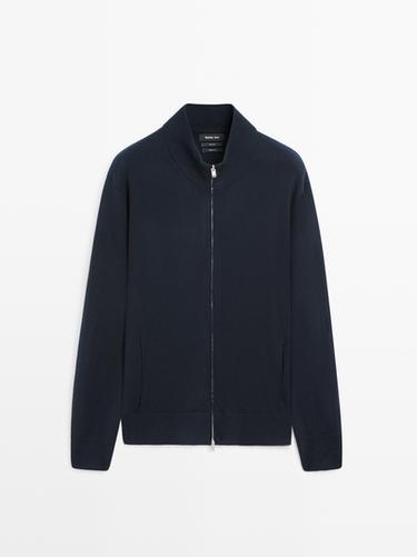 Zara 100% wool zip-up knit cardigan - Navy blue