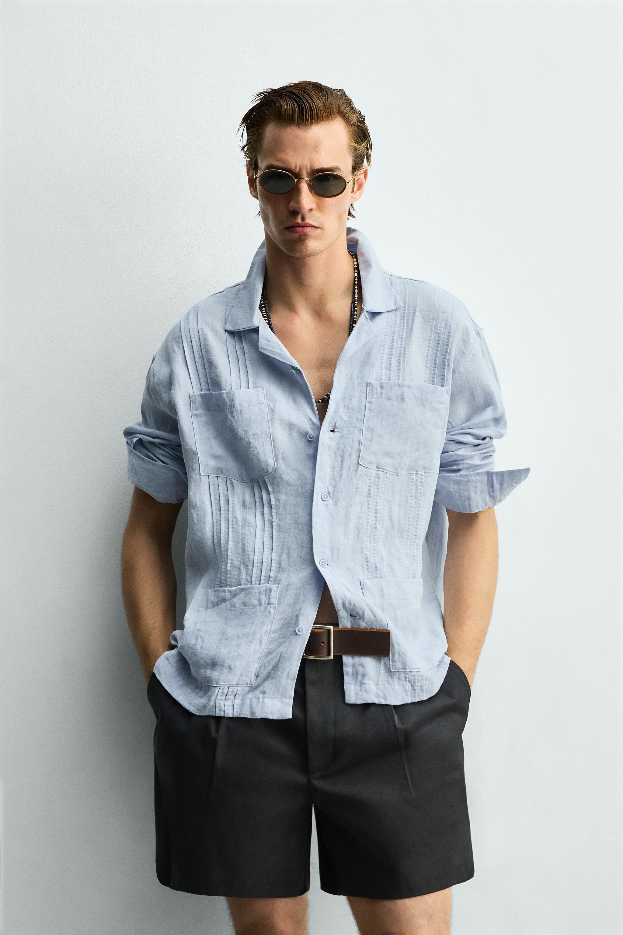 CHEMISE RELAXED FIT 100% LIN PLISSÉE