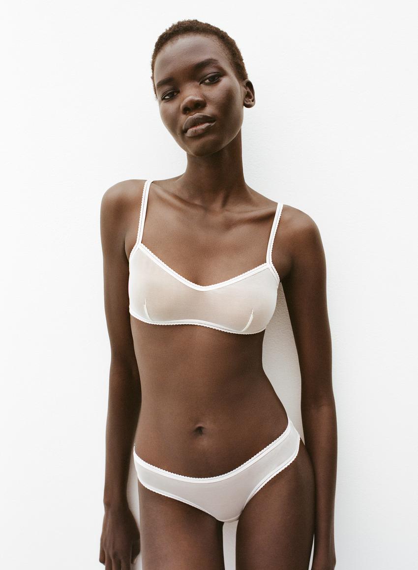 LACE MESH PANTIES - Oyster-white | ZARA United States