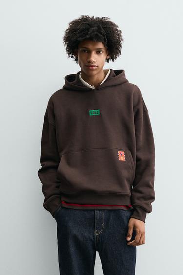 Zara AMANDA LOBOS X ZARA COMBINATION HOODIE - Brown