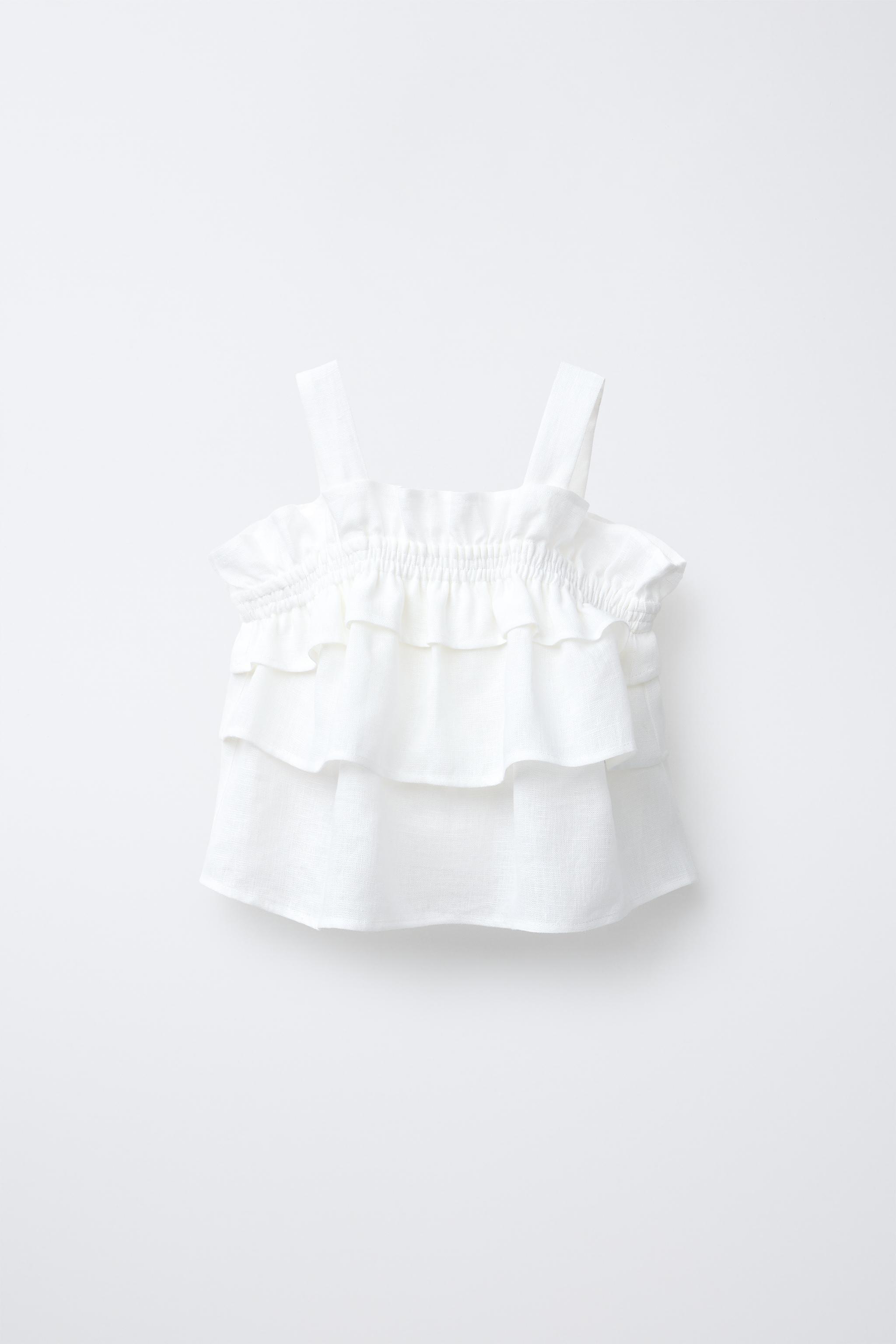 100% LINEN RUFFLED TOP