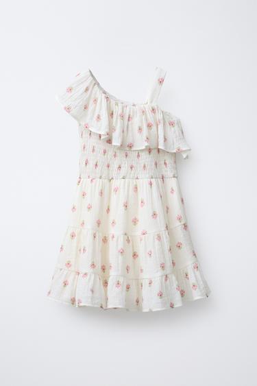 FLORAL RUFFLE TEXTURED DRESS - Ecru by Zara