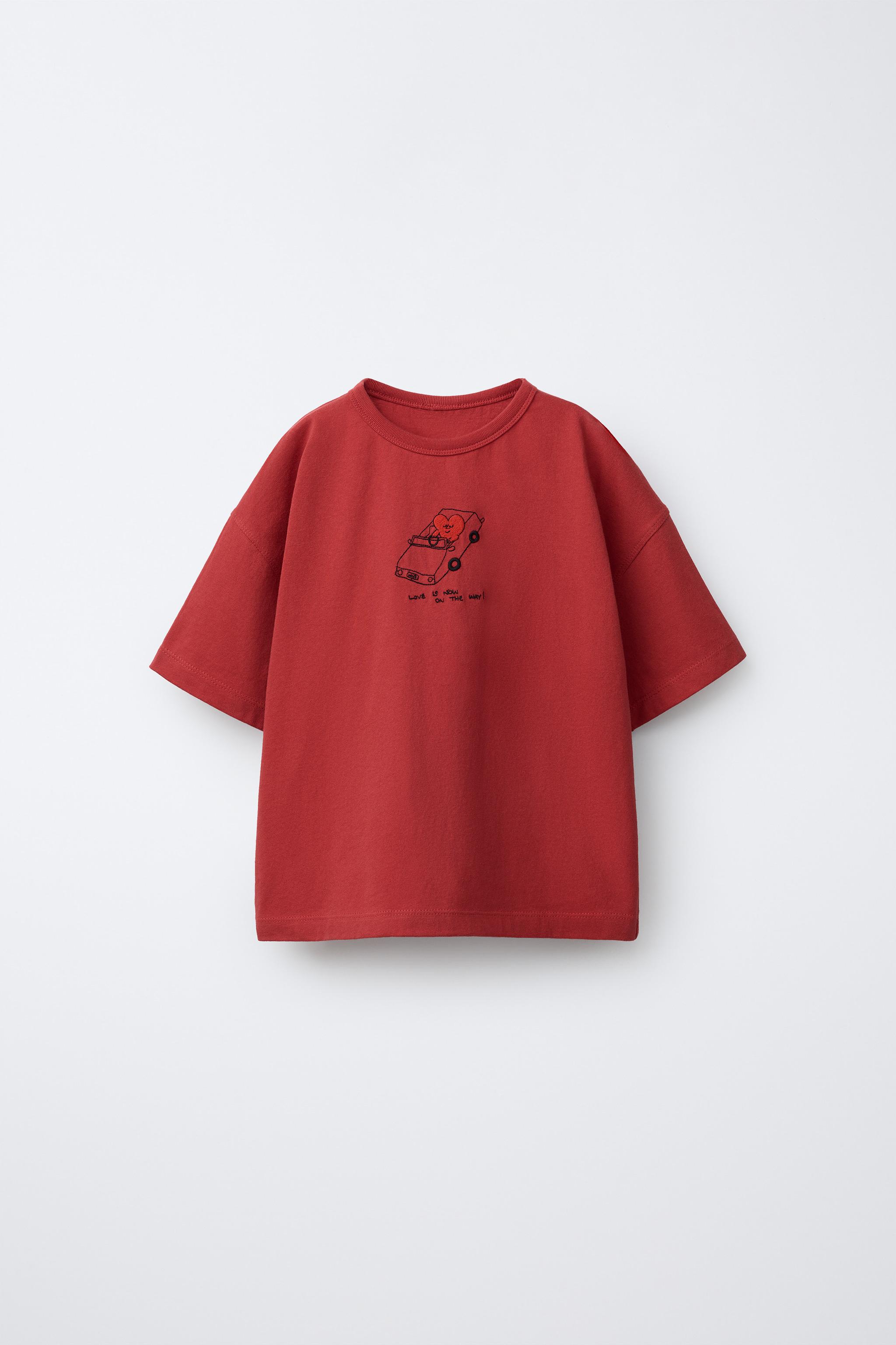 ORFAYO © EMBROIDERED T-SHIRT - Red | ZARA United States