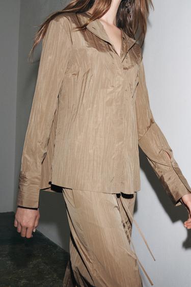 CAMISA PLISADA ZW COLLECTION - Beige de Zara