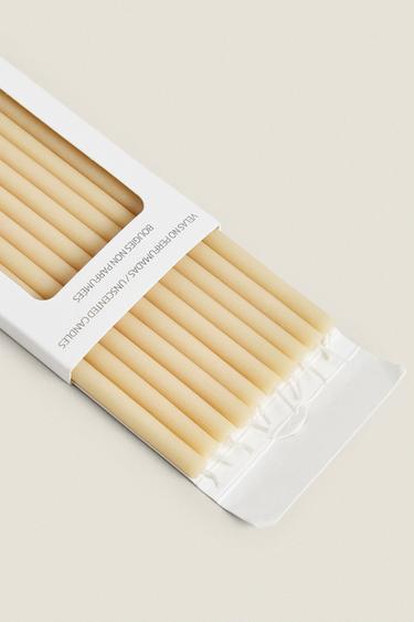 PACK OF THIN DECORATIVE CYLINDRICAL CANDLES (PACK OF 10) - Ecru by Zara - Image 2