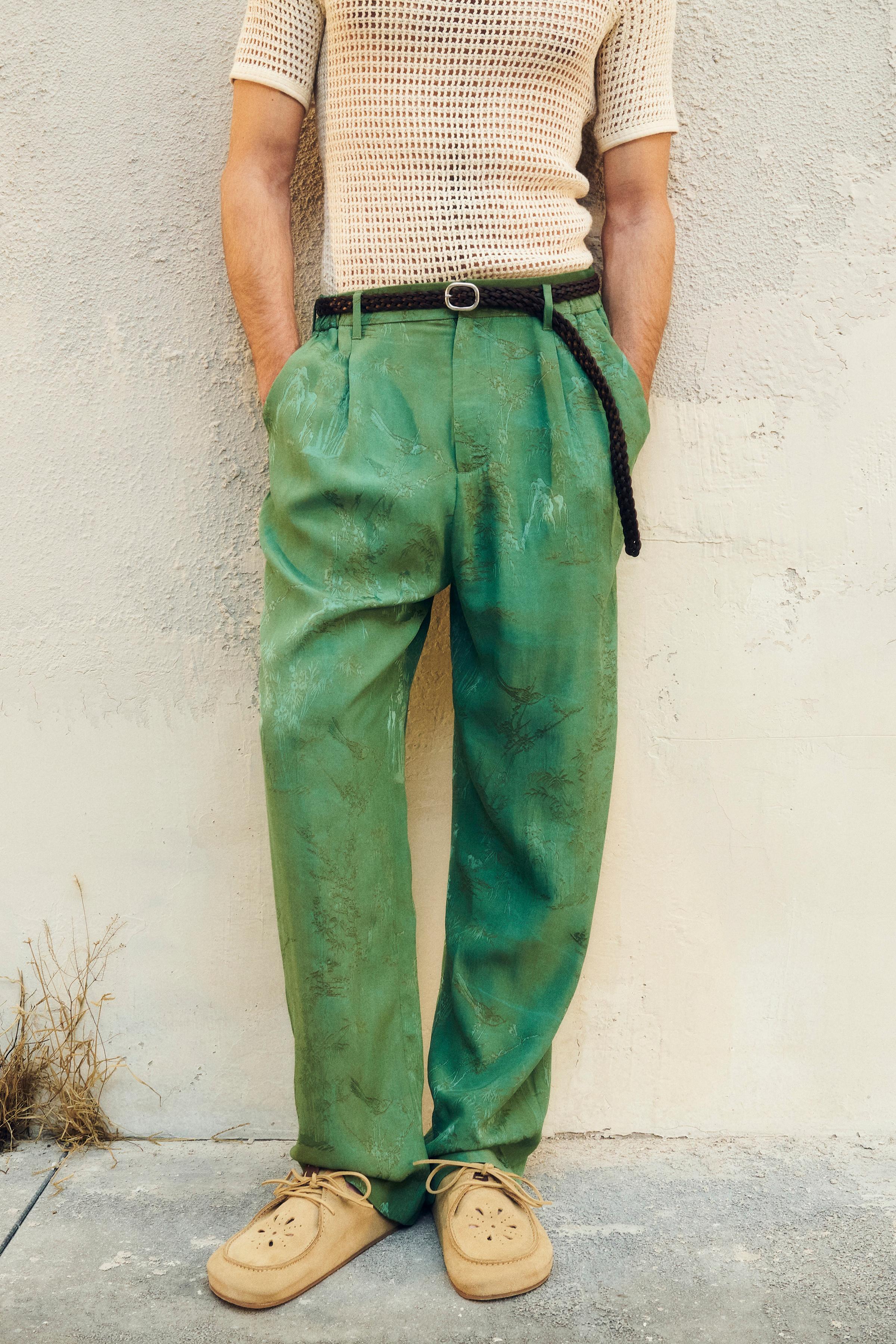 LIMITED EDITION JACQUARD FLOWY PANTS - Sea green | ZARA LIMITED EDITION JACQUARD FLOWY PANTS - Sea green | ZARA