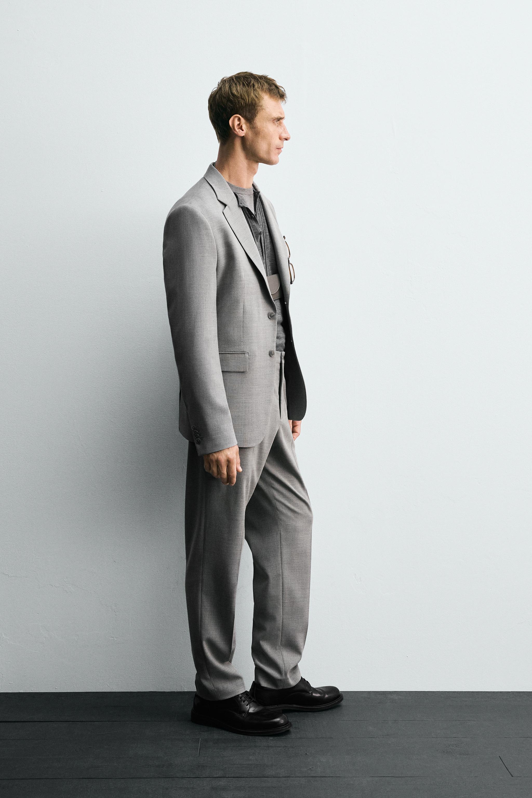 ジャケット Textured Blazer TEXTURED SUIT BLAZER - Light gray | ZARA United States