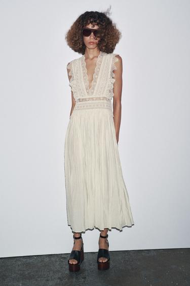 ZW COLLECTION STRAPPY LACE DRESS - Ecru by Zara - Image 3
