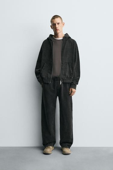 VERWASSEN JOGGINGBROEK IN WIDE FIT - Donkergrijs van Zara