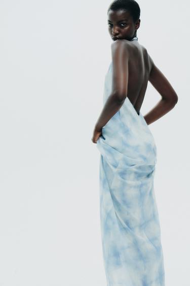 HALTER TIE-DYE DRESS - Sky blue by Zara - Image 6