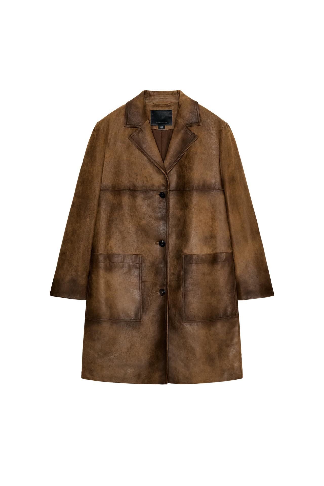 100% Leather Coat Zw Collection Limited Edition