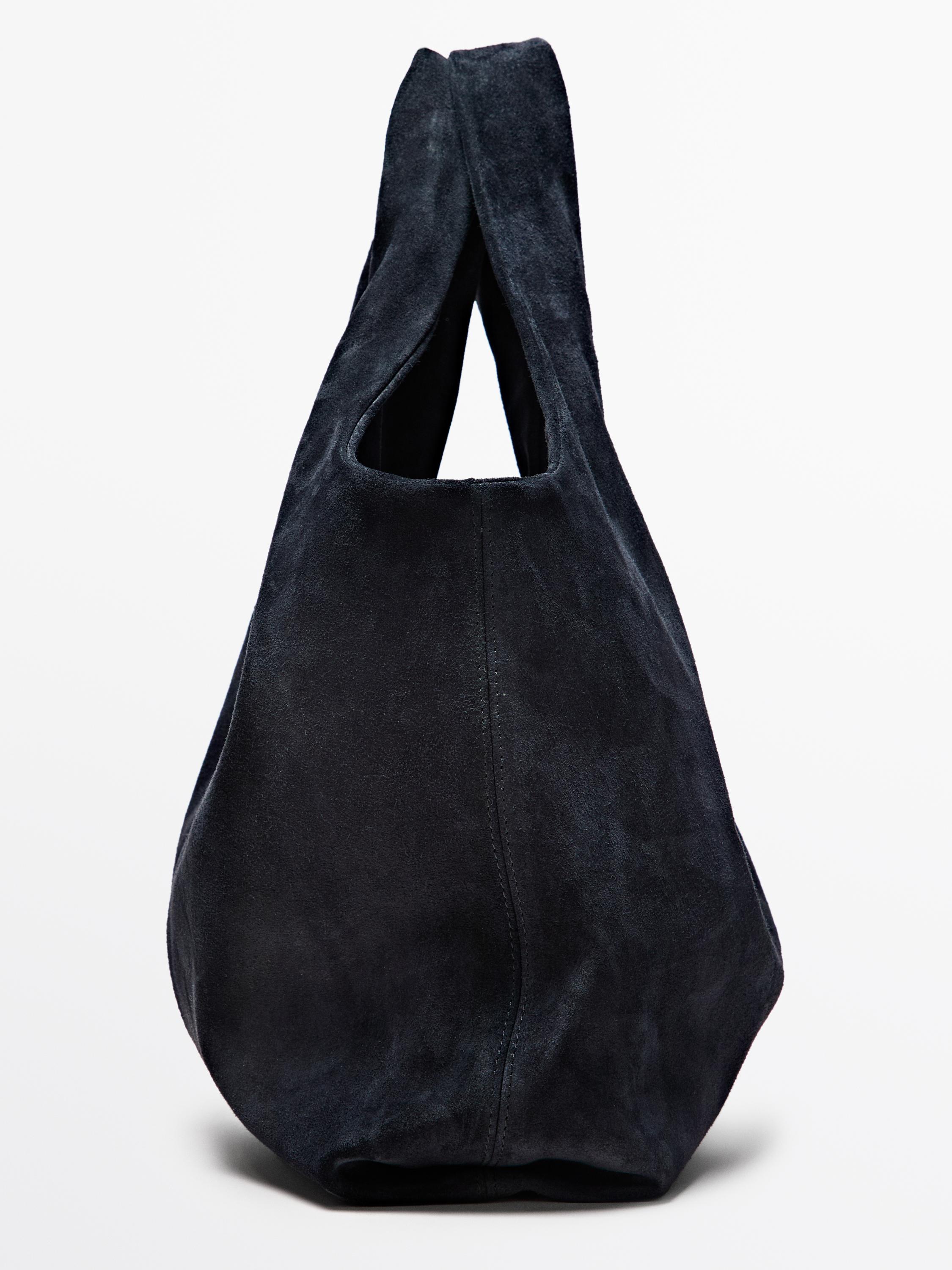 Medium split leather shopper bag