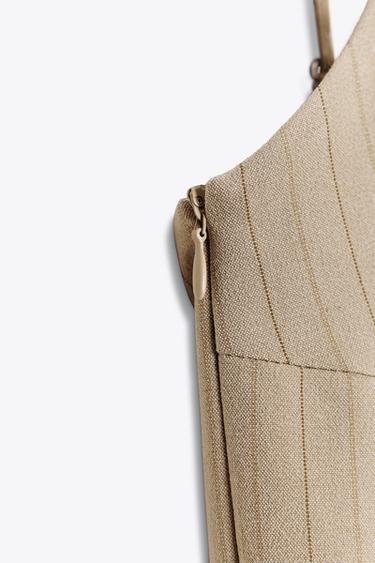 STRIPED PLAYSUIT WITH BELT - camel by Zara - Image 7