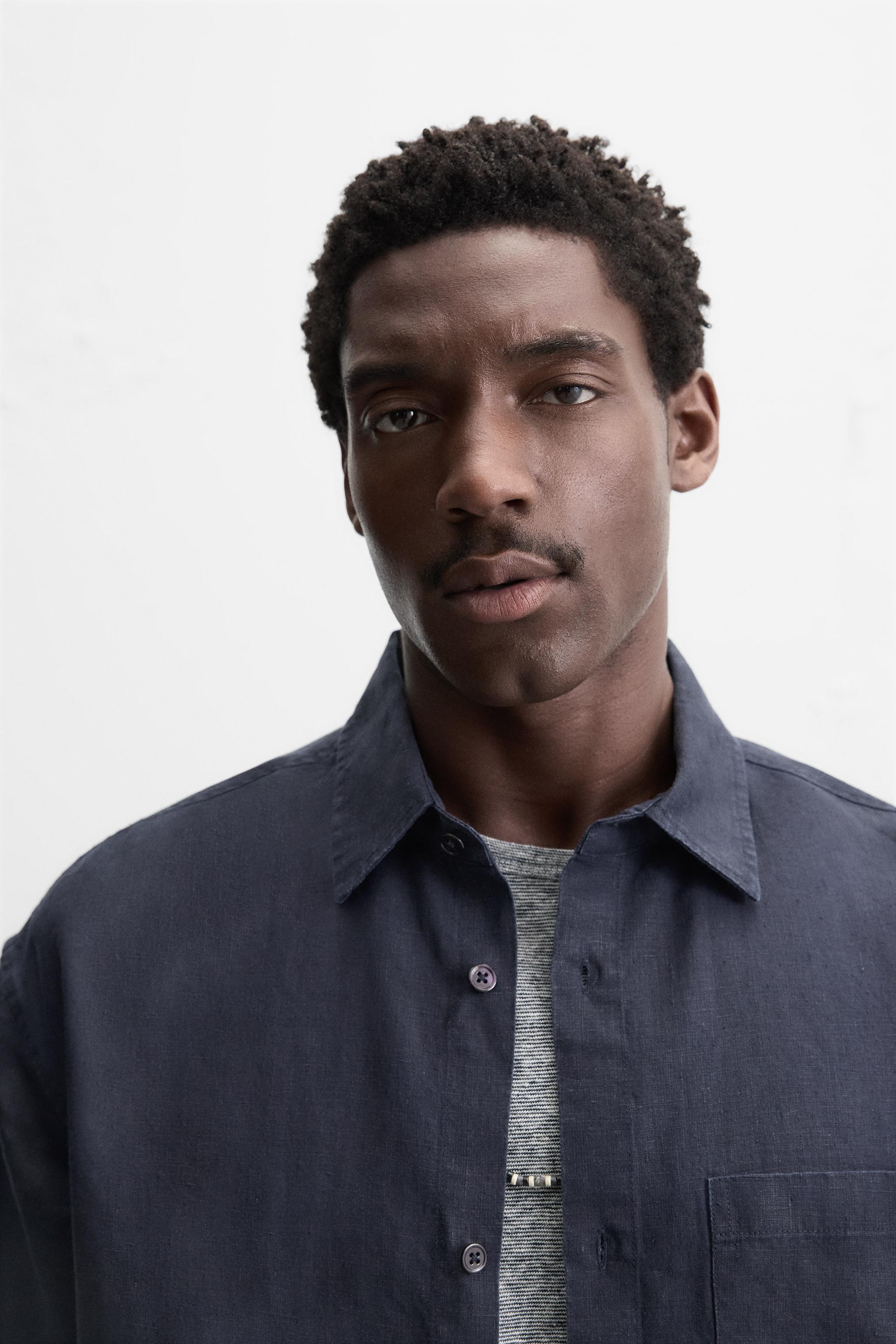 100% ヘンプシャツ - ダークネイビーブルー | ZARA Japan / 日本