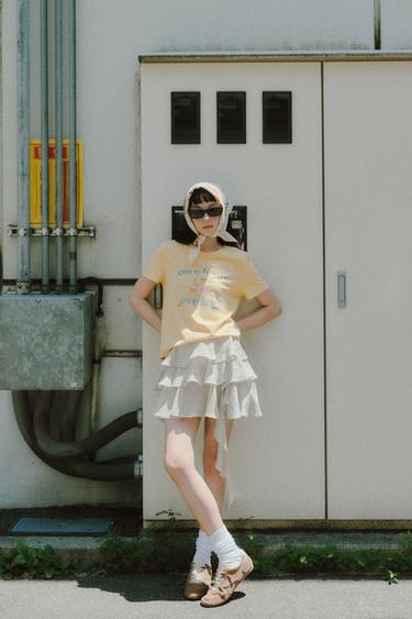 ASYMMETRIC FRILL MINI SKIRT - Silver by Zara