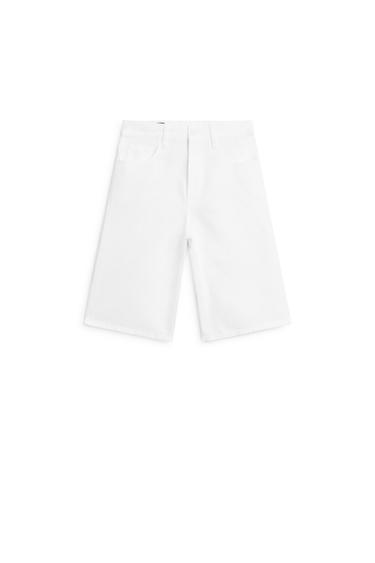 Bermuda con algodón lino - Blanco roto de Zara