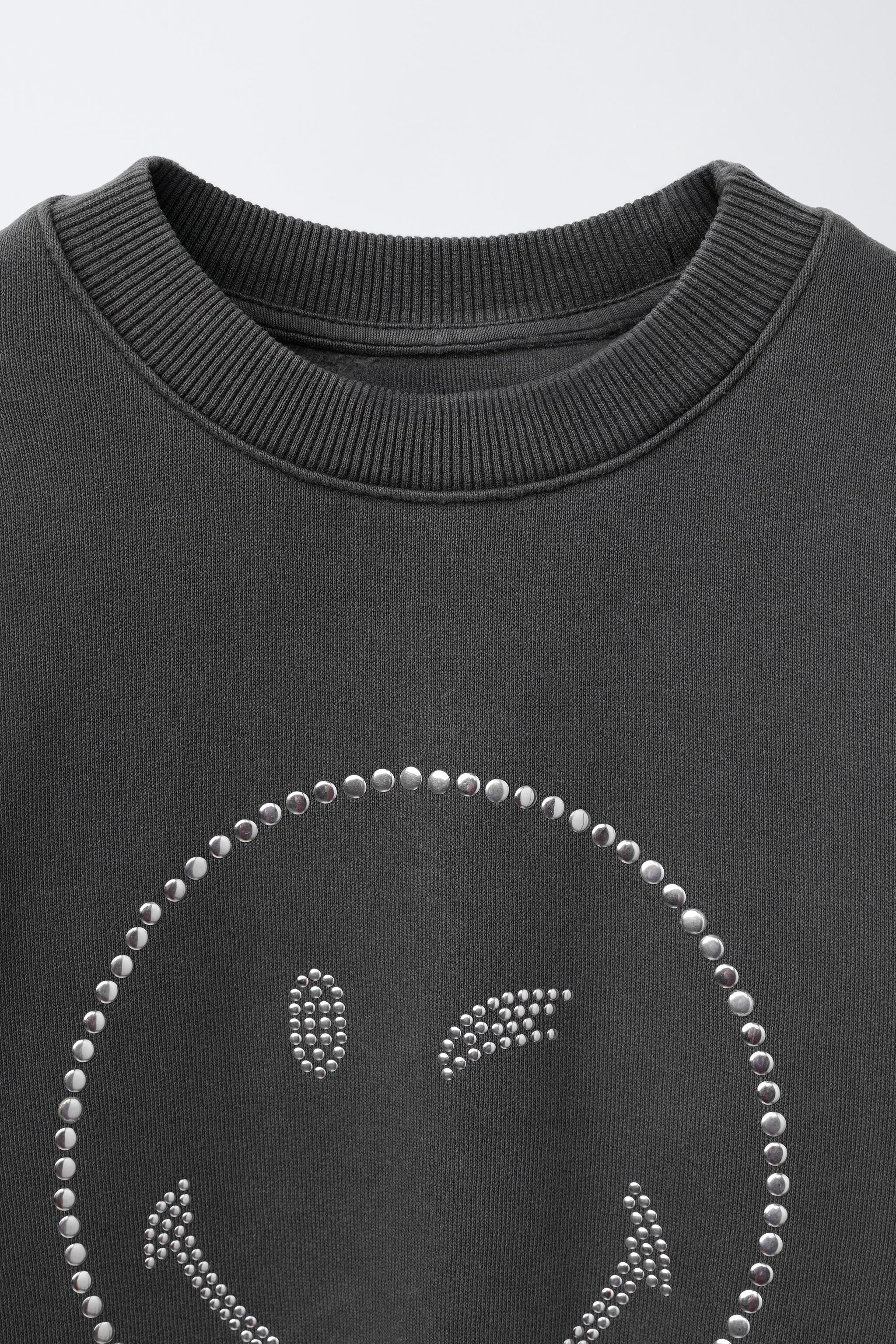 SMILEYWORLD ® STUD SWEATSHIRT - Anthracite grey | ZARA