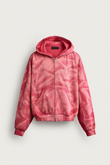 PAINT SPLATTER PRINT HOODIE — Pink 1