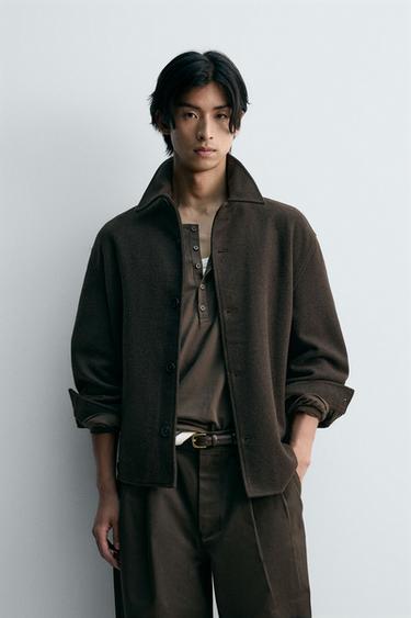 WOOL OVERSHIRT - Brown by Zara