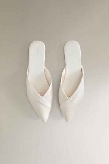 PLEATED SATEEN MULE SLIPPERS - Ecru White by Zara - Image 2