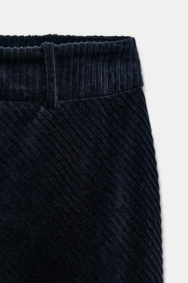 JUPE DROITE MI-LONGUE EN VELOURS CÔTELÉ - Bleu marine de Zara - Image 7