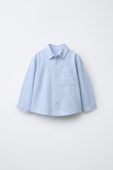 Zara PLAIN POCKET SHIRT - Blue
