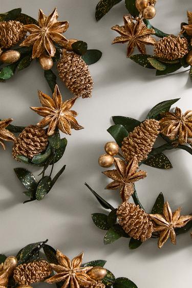 PACK OF SHINY CHRISTMAS BOUQUET NAPKIN RINGS (PACK OF 4) - Gold by Zara - Image 3